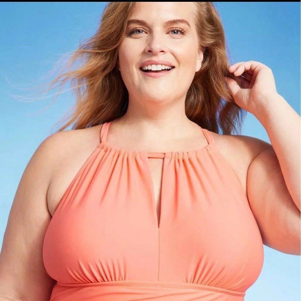 Kona Sol Women's High Neck Halter One Piece Swimsuit Tummy Control Swimwear - Picture 2 of 3